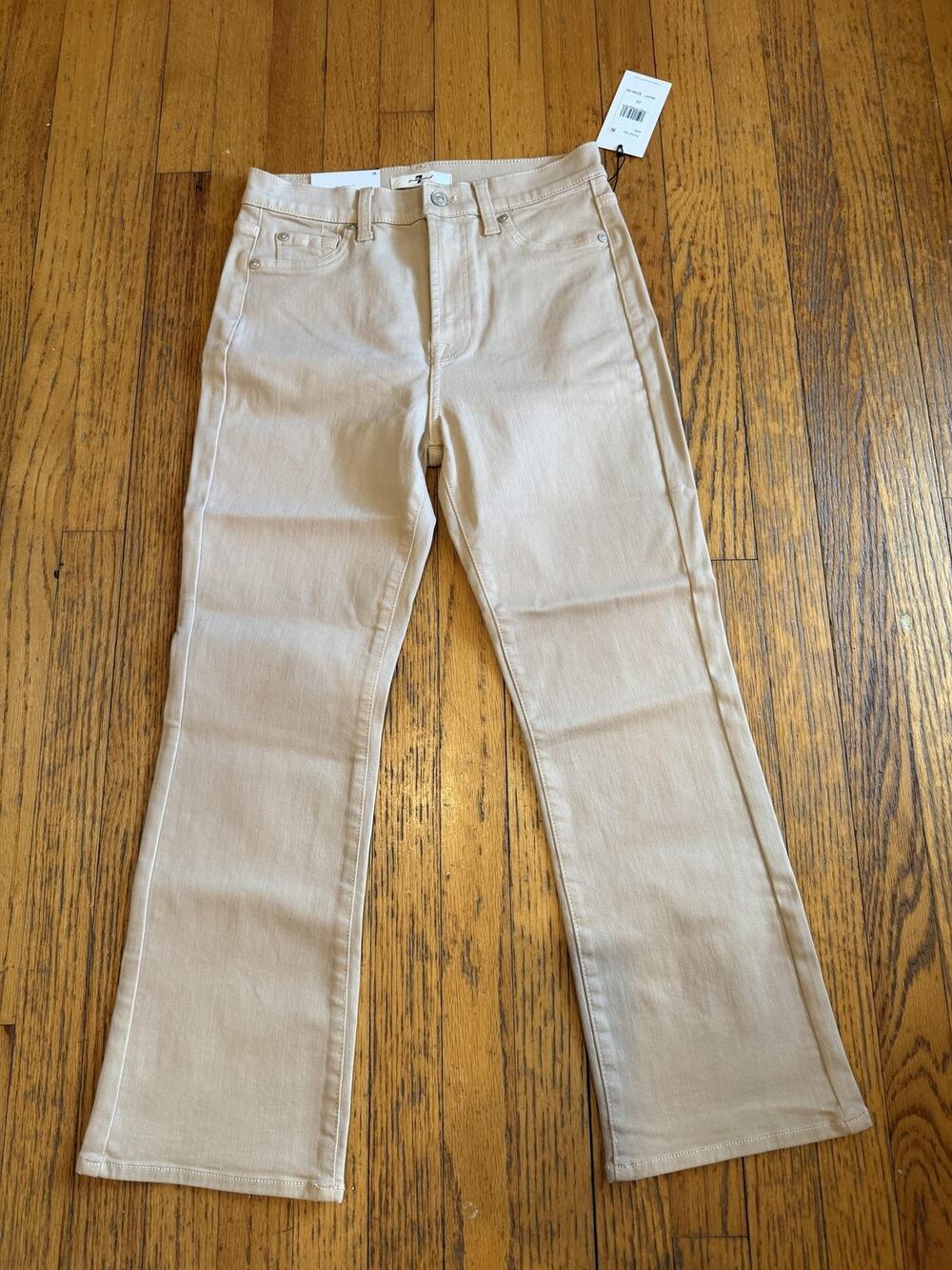 7 For All Mankind Jeans Womens 28 Camel High Waist Slim Kick Stretch Denim